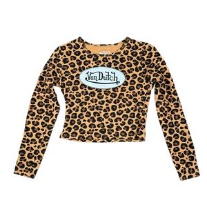 Von Dutch Leopard Print Long Sleeve Top